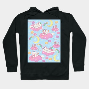 Cloud Kitties on Blue Hoodie